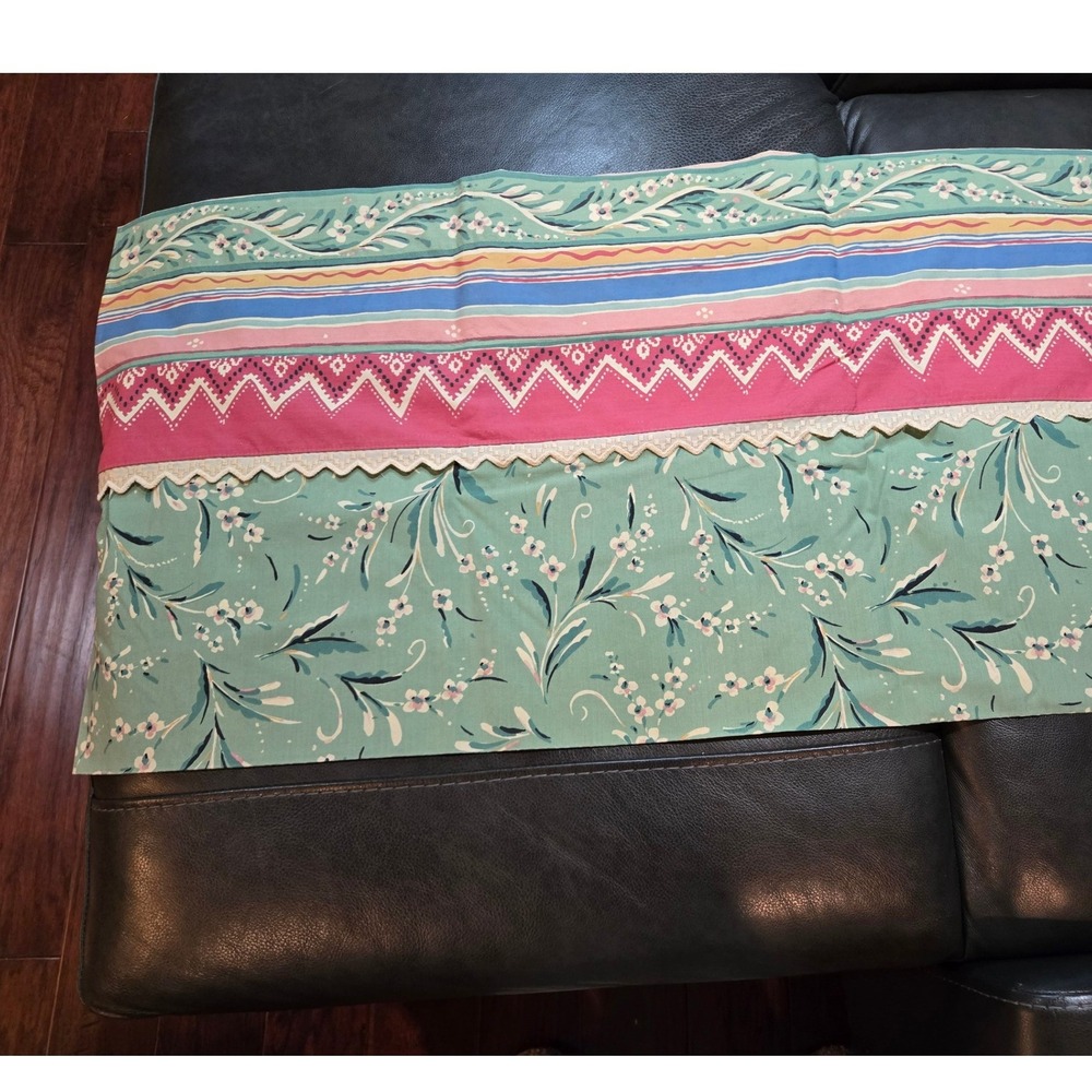 Unbranded Floral‎ Valance Green Pink Vintage Cottagecore 26x18 Good - Picture 3 of 12